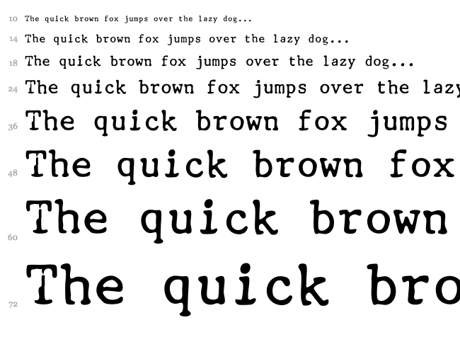Smith-Corona EC1100 font waterfall